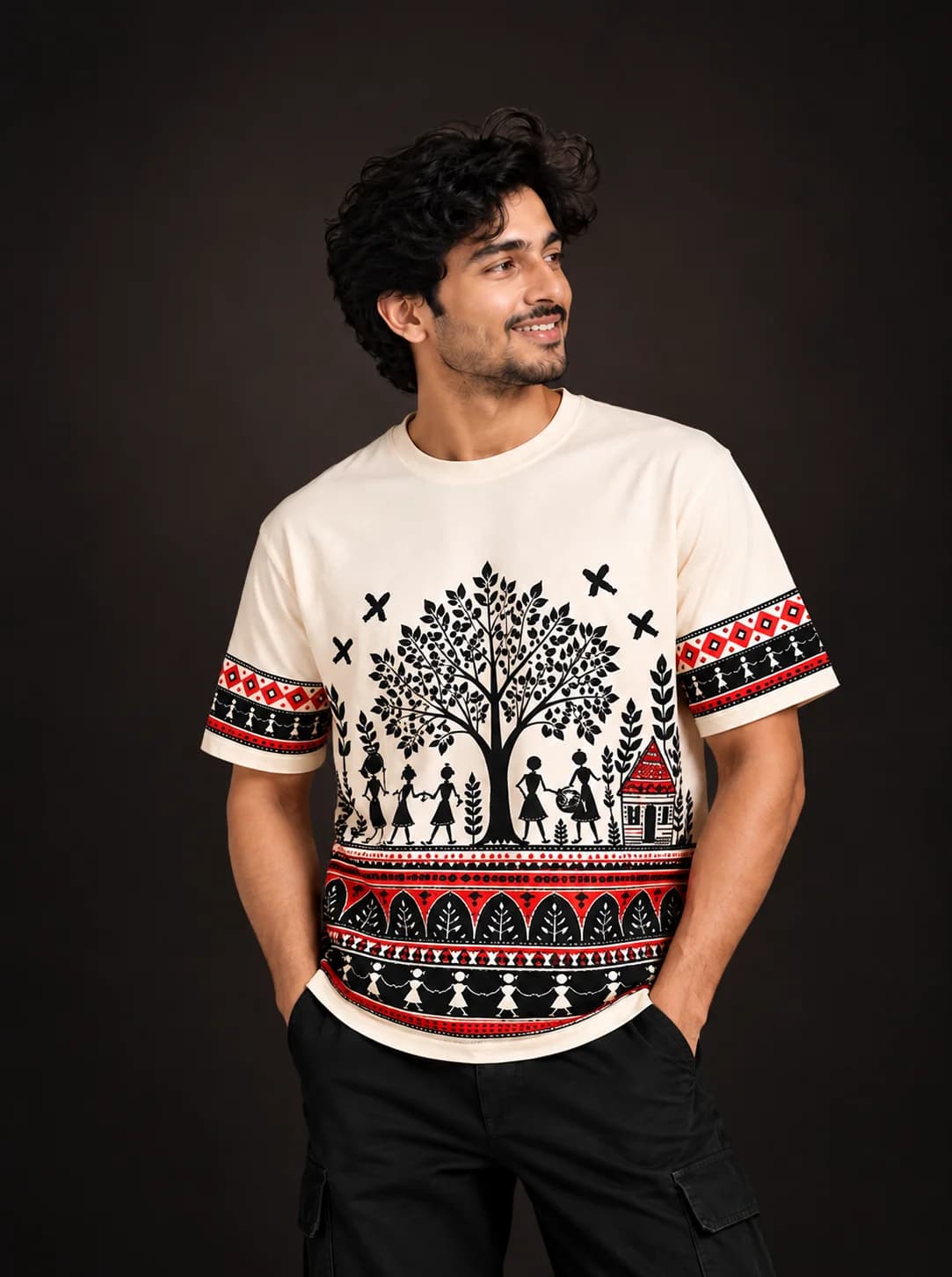 Saura Tribal Art Oversized T-Shirt