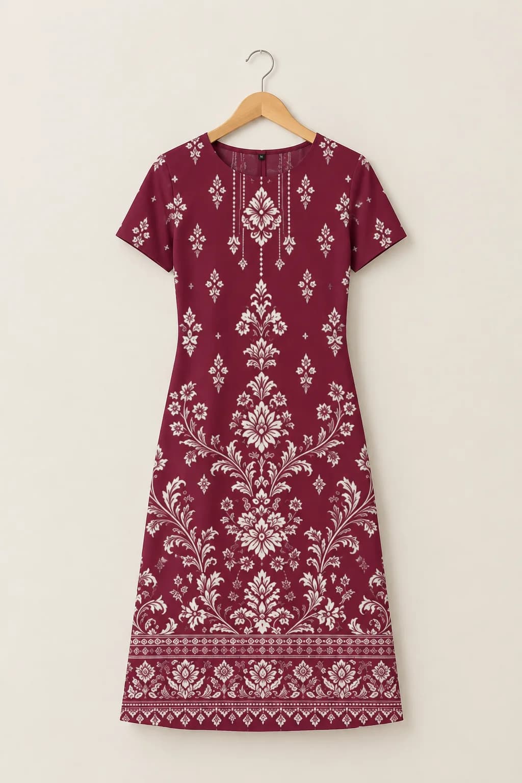 Burgundy Floral A-Line Dress