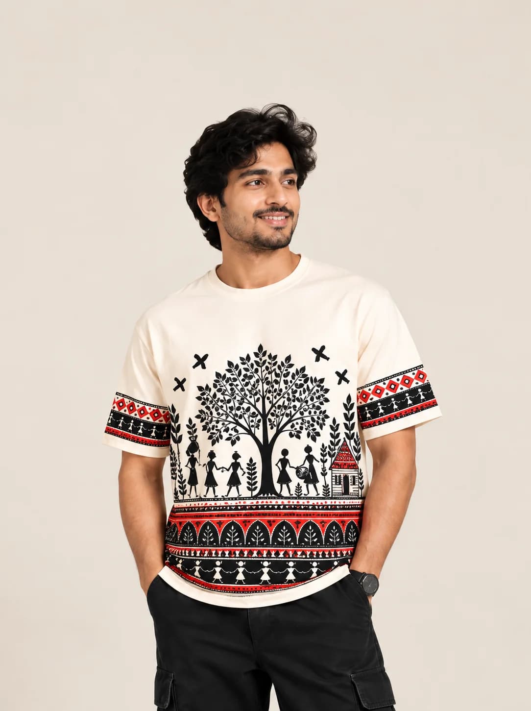 Saura Tribal Art Oversized T-Shirt