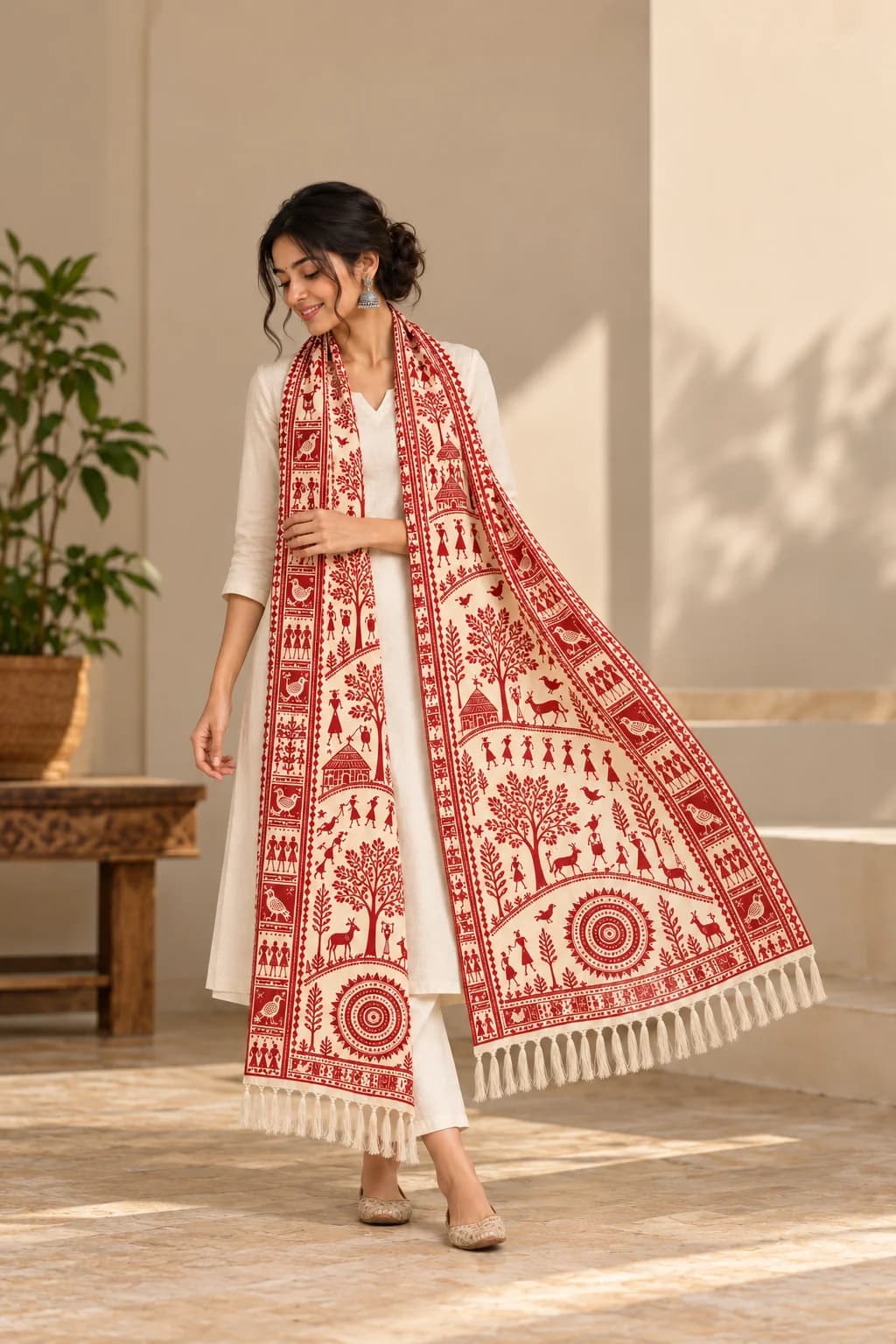 Saura Tribal Art Printed Women’s Stole